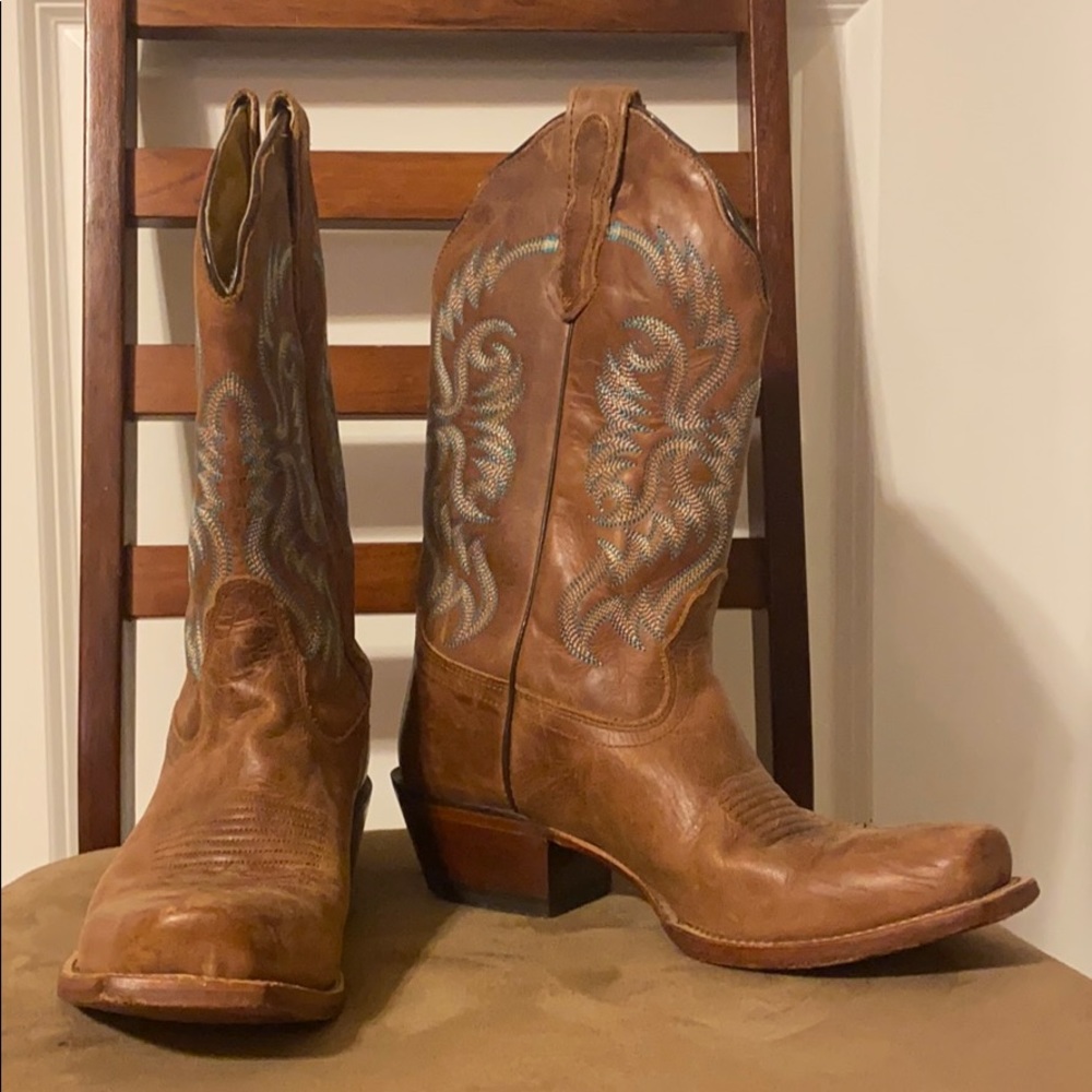 Nocona Blue/Teal Square Toe Cowboy Boots